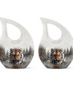 10 inch Tiger Themed Cross Drop Cremation Container,