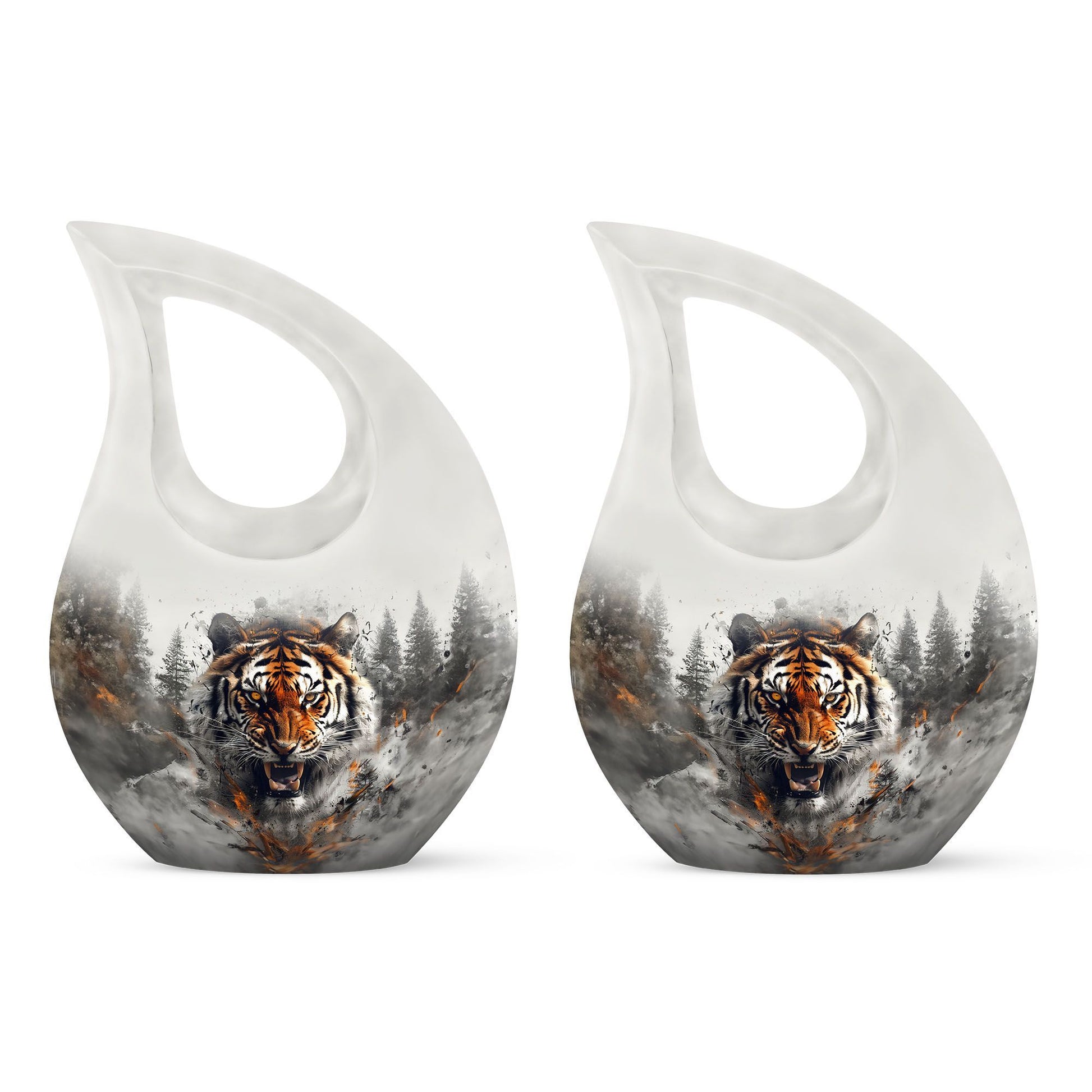 10 inch Tiger Themed Cross Drop Cremation Container,