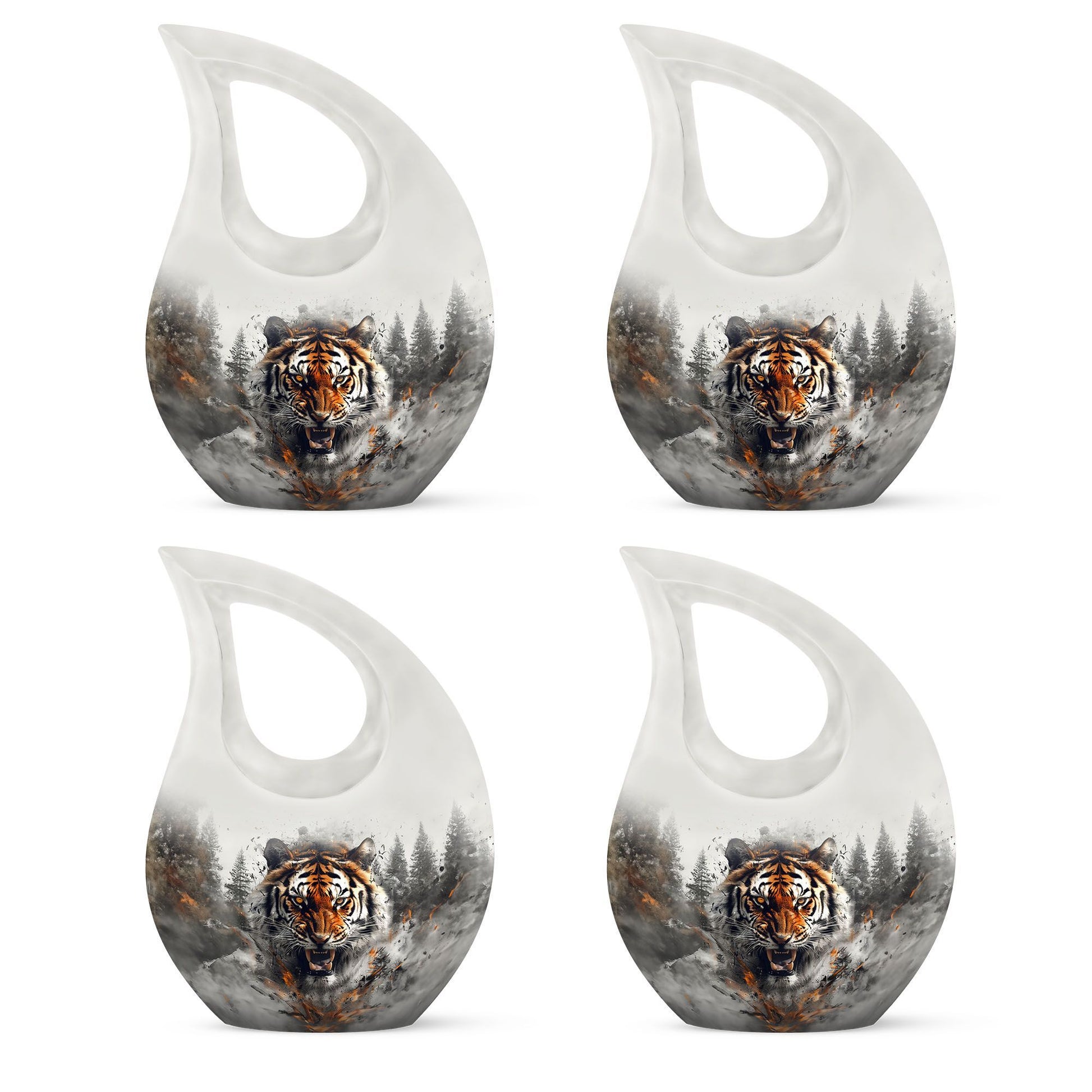 10 inch Tiger Themed Cross Drop Cremation Container,