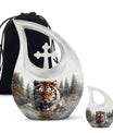 10 inch Tiger Themed Cross Drop Cremation Container,