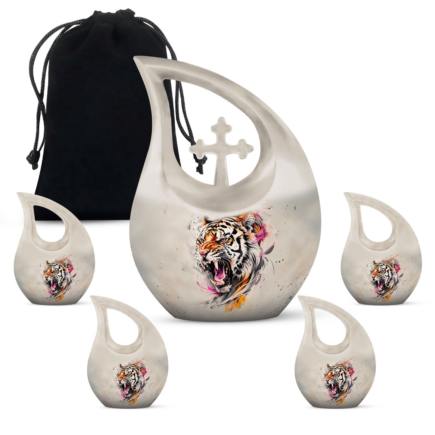 Personalized Tiger Keepsake Urn for Human Ashes - 10-inch, 200 cu in - Yatskia