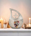 10-inch Tiger themed Cross Drop Design Unique Urn for Dad,