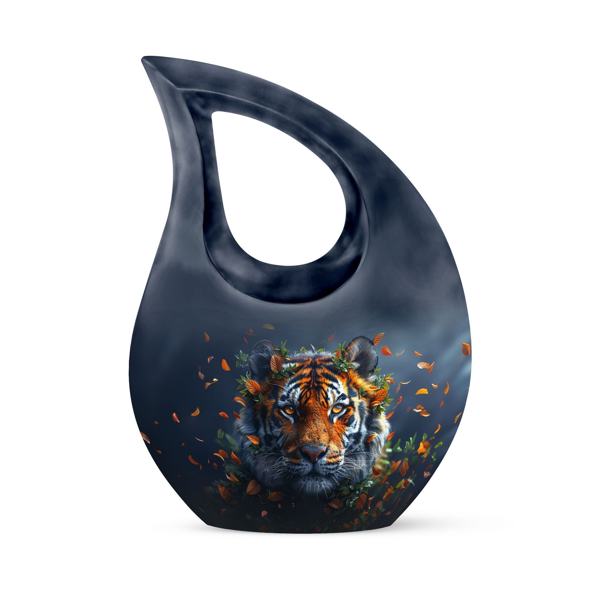 Tiger themed Cross Drop memorial urn 