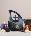 Tiger themed Cross Drop memorial urn 