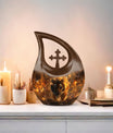 10-inch Tiger-themed Cross Drop Cremation