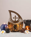 10-inch Tiger-themed Cross Drop Cremation