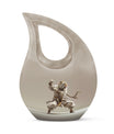 10-inch Tiger Urn in Cross Drop design with personal 