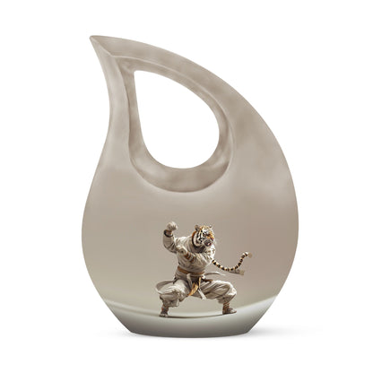 10-inch Tiger Urn in Cross Drop design with personal 