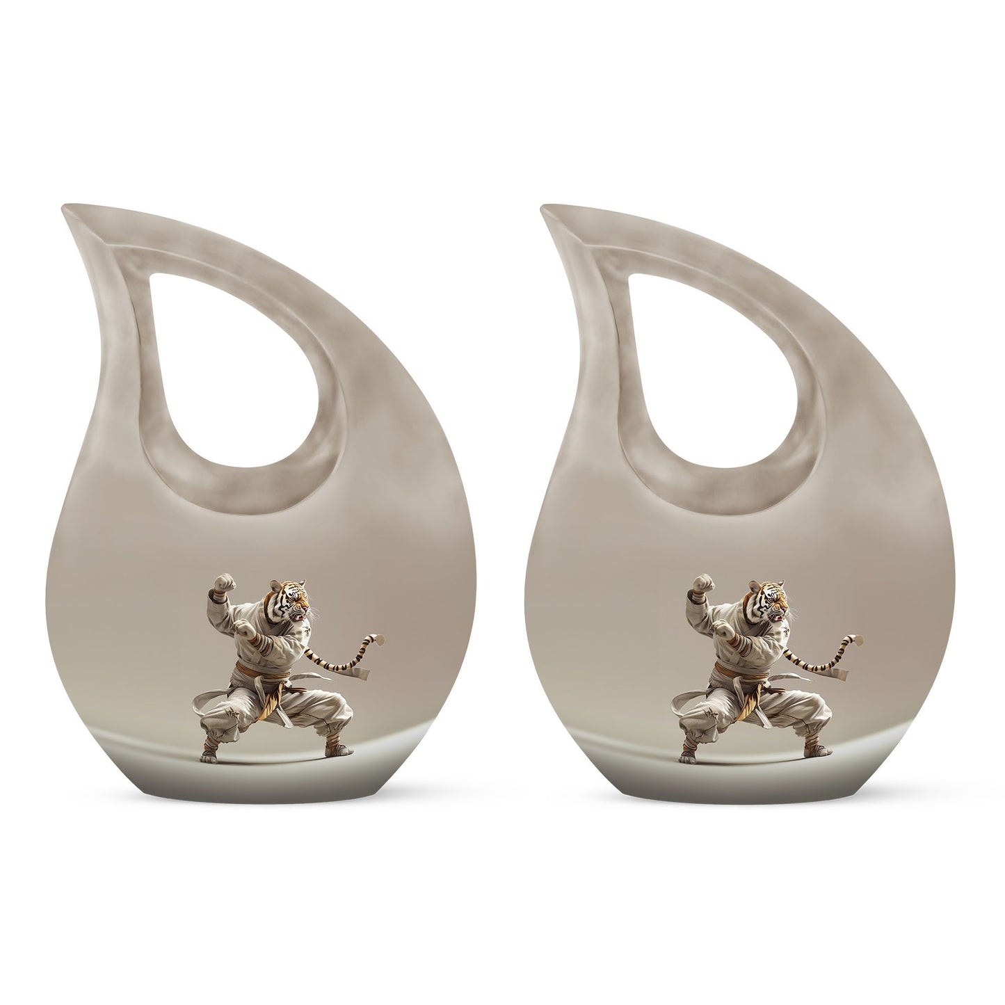 10-inch Tiger Urn in Cross Drop design with personal 