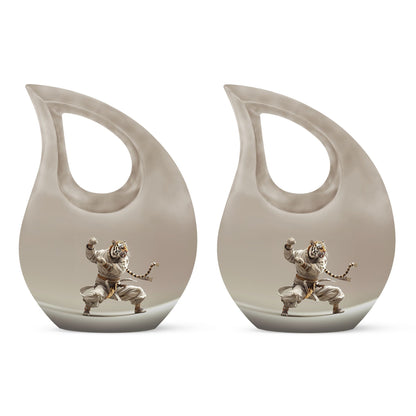 10-inch Tiger Urn in Cross Drop design with personal 