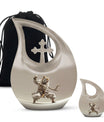 10-inch Tiger Urn in Cross Drop design with personal 