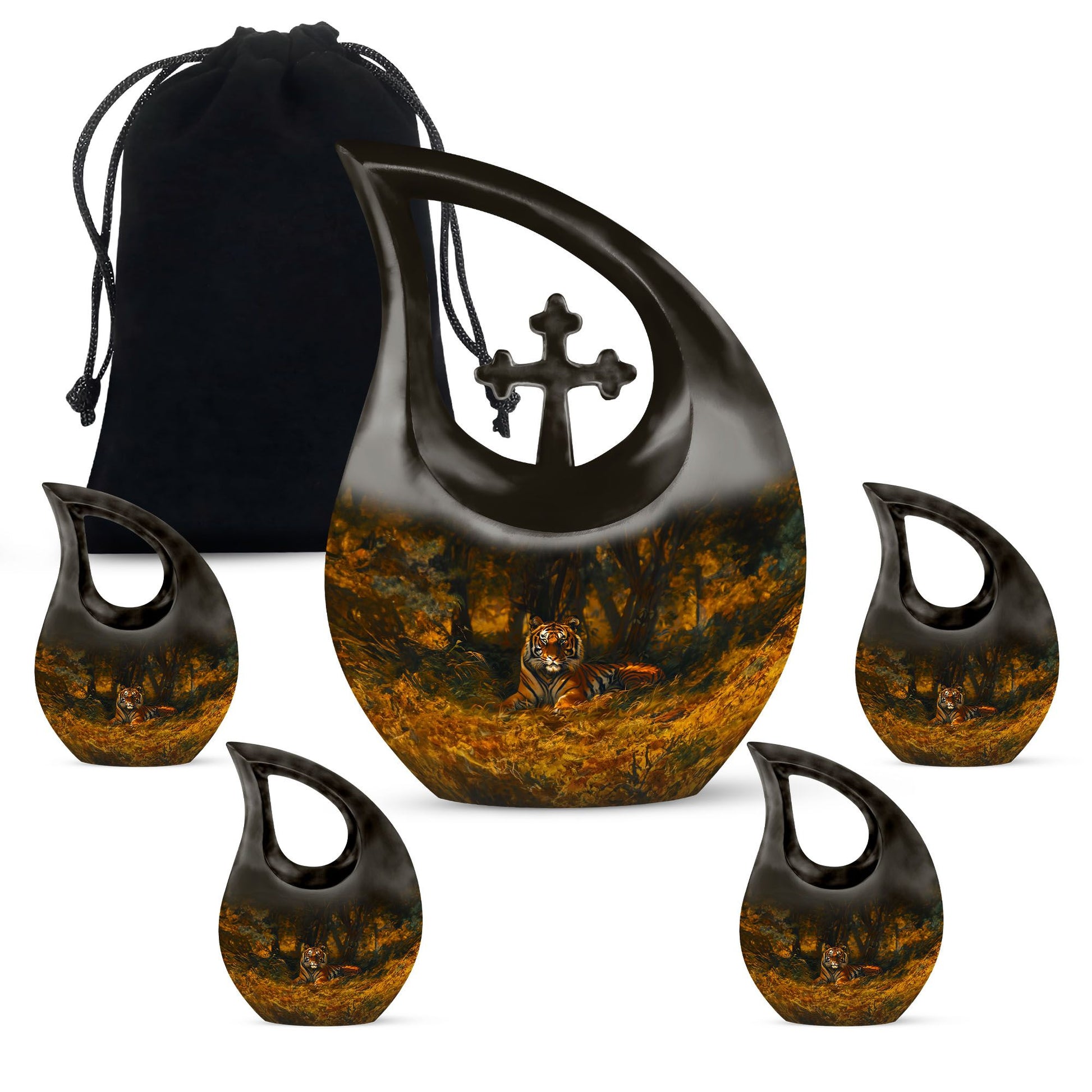 Devoted Tiger small urn for cremated remains memorial urn