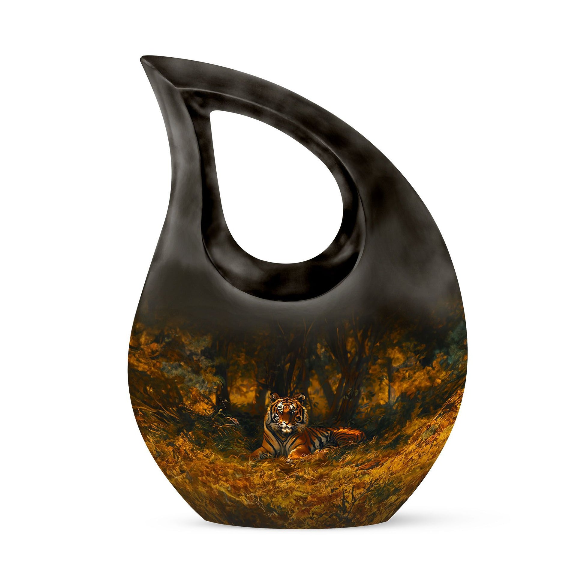 10-inch Tiger-themed Cross Drop Extra Large Cremation Urn 