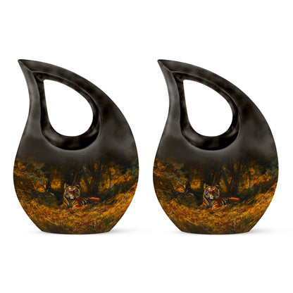 10-inch Tiger-themed Cross Drop Extra Large Cremation Urn 