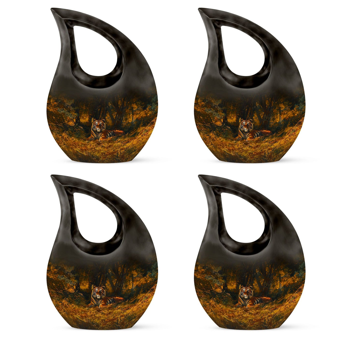 10-inch Tiger-themed Cross Drop Extra Large Cremation Urn 
