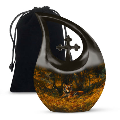 Personalized Tiger Cremation Urn for Human Ashes - 10-inch, 200 cu in - Yatskia