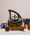 10-inch Tiger-themed Cross Drop Extra Large Cremation Urn 