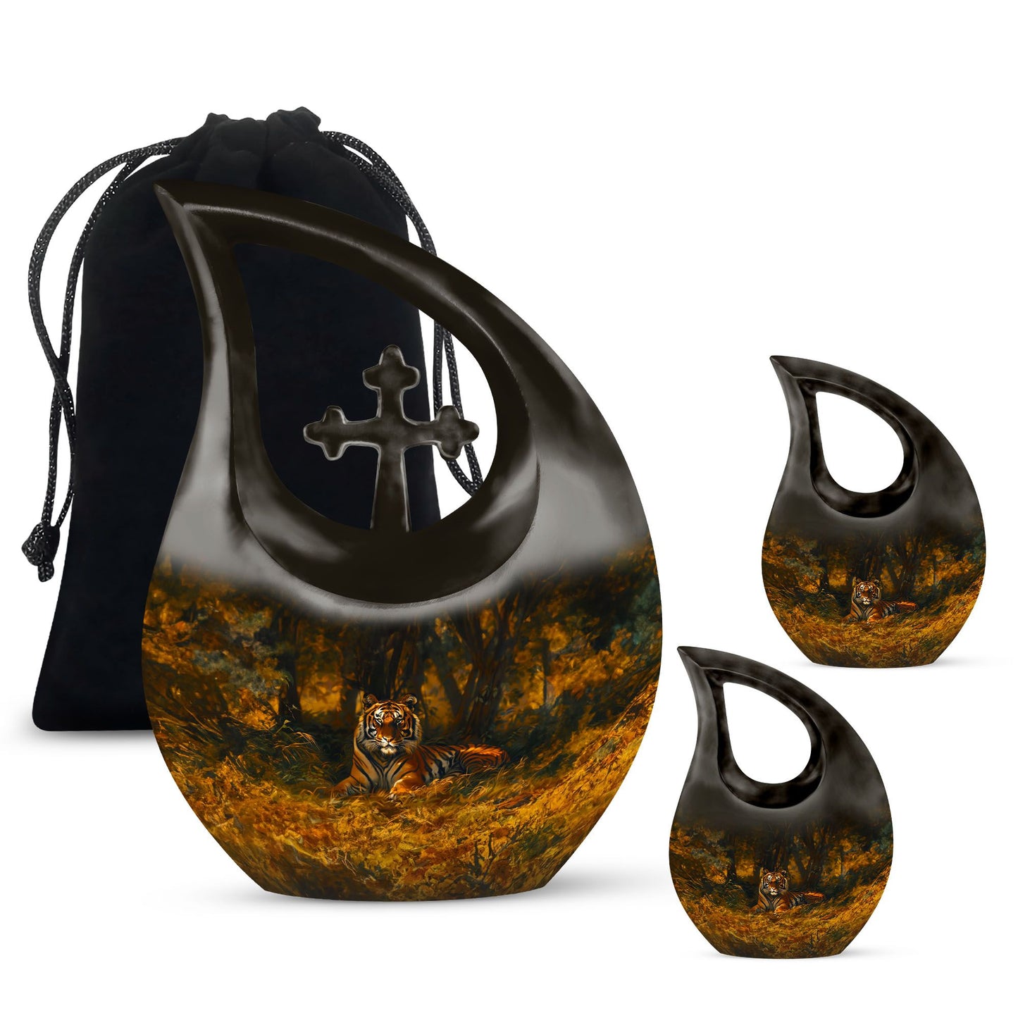 Personalized Tiger Cremation Urn for Human Ashes - 10-inch, 200 cu in - Yatskia