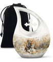 Medium Size Tiger themed Cross Drop Memorial Urn,
