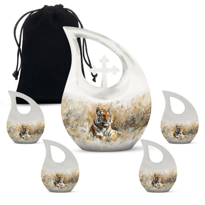 Personalized Tiger Cremation Urn for Human Ashes - 10-inch, 200 cu in - Yatskia