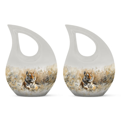 Medium Size Tiger themed Cross Drop Memorial Urn,
