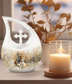 Medium Size Tiger themed Cross Drop Memorial Urn,