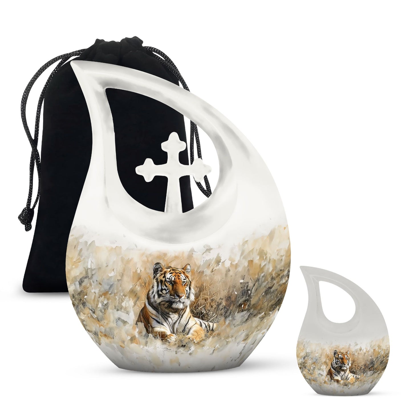 Personalized Tiger Cremation Urn for Human Ashes - 10-inch, 200 cu in - Yatskia