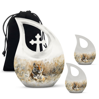Personalized Tiger Cremation Urn for Human Ashes - 10-inch, 200 cu in - Yatskia