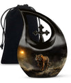 10-inch Large Tiger-themed Cross Drop remembrance urn 