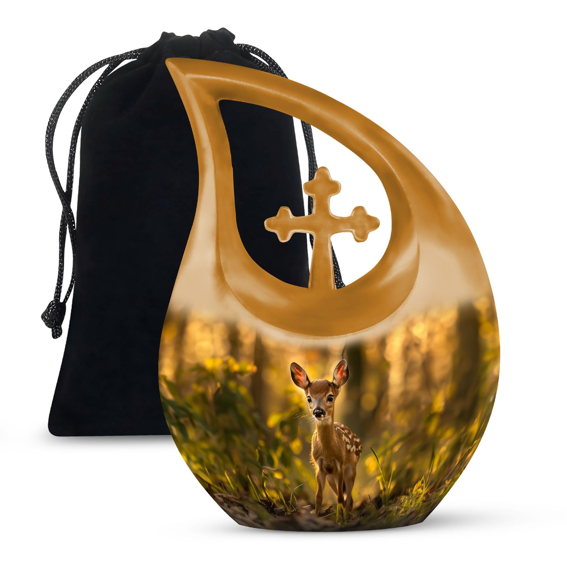 Medium size, deer-themed, cross drop design 