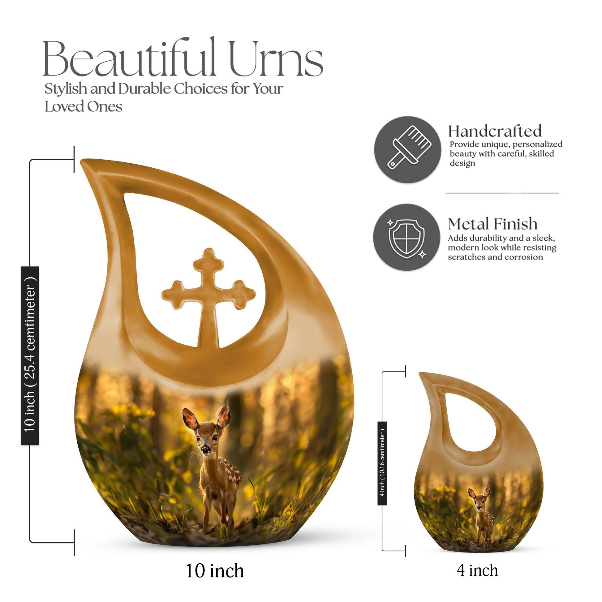 Medium size, deer-themed, cross drop design 