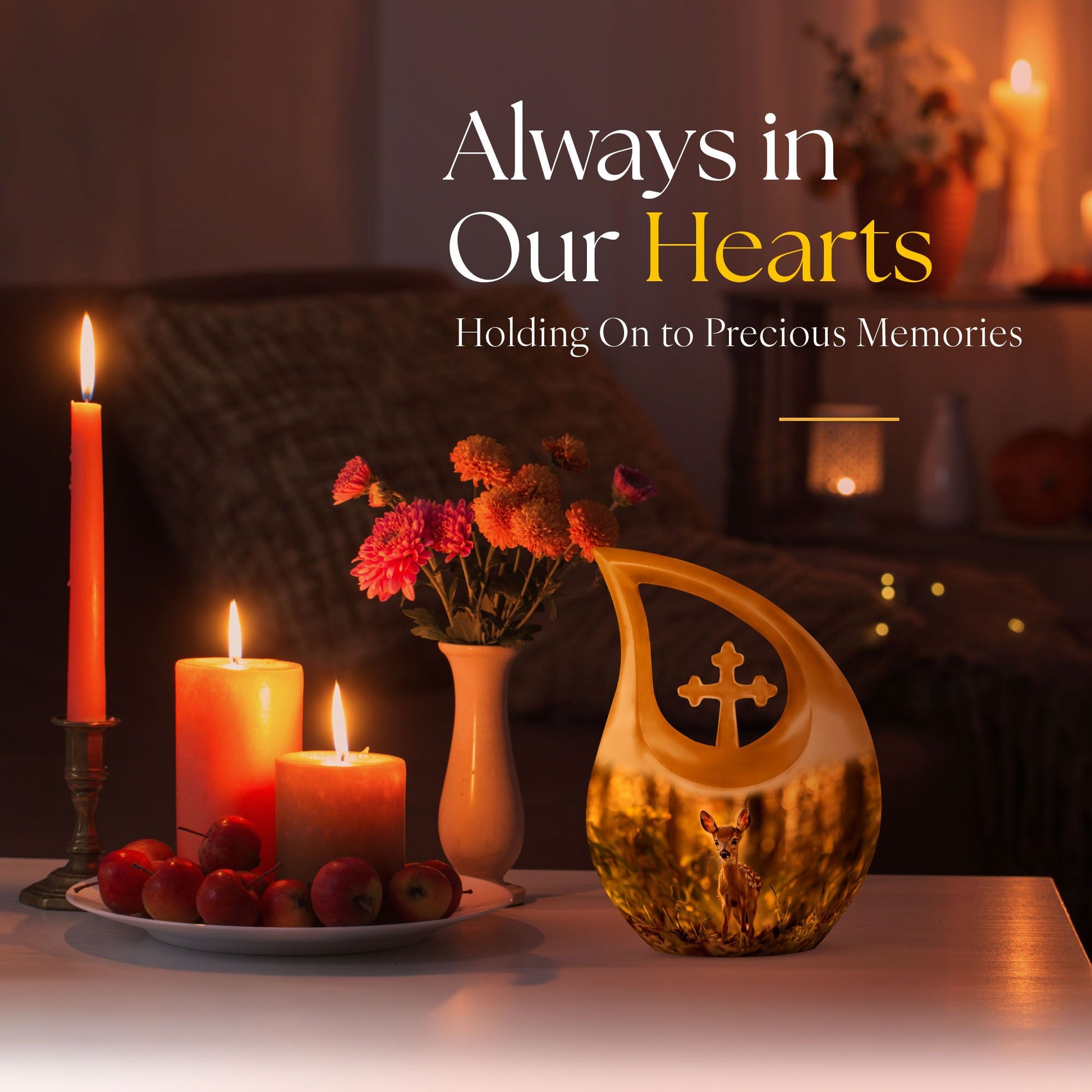 Medium size, deer-themed, cross drop design 