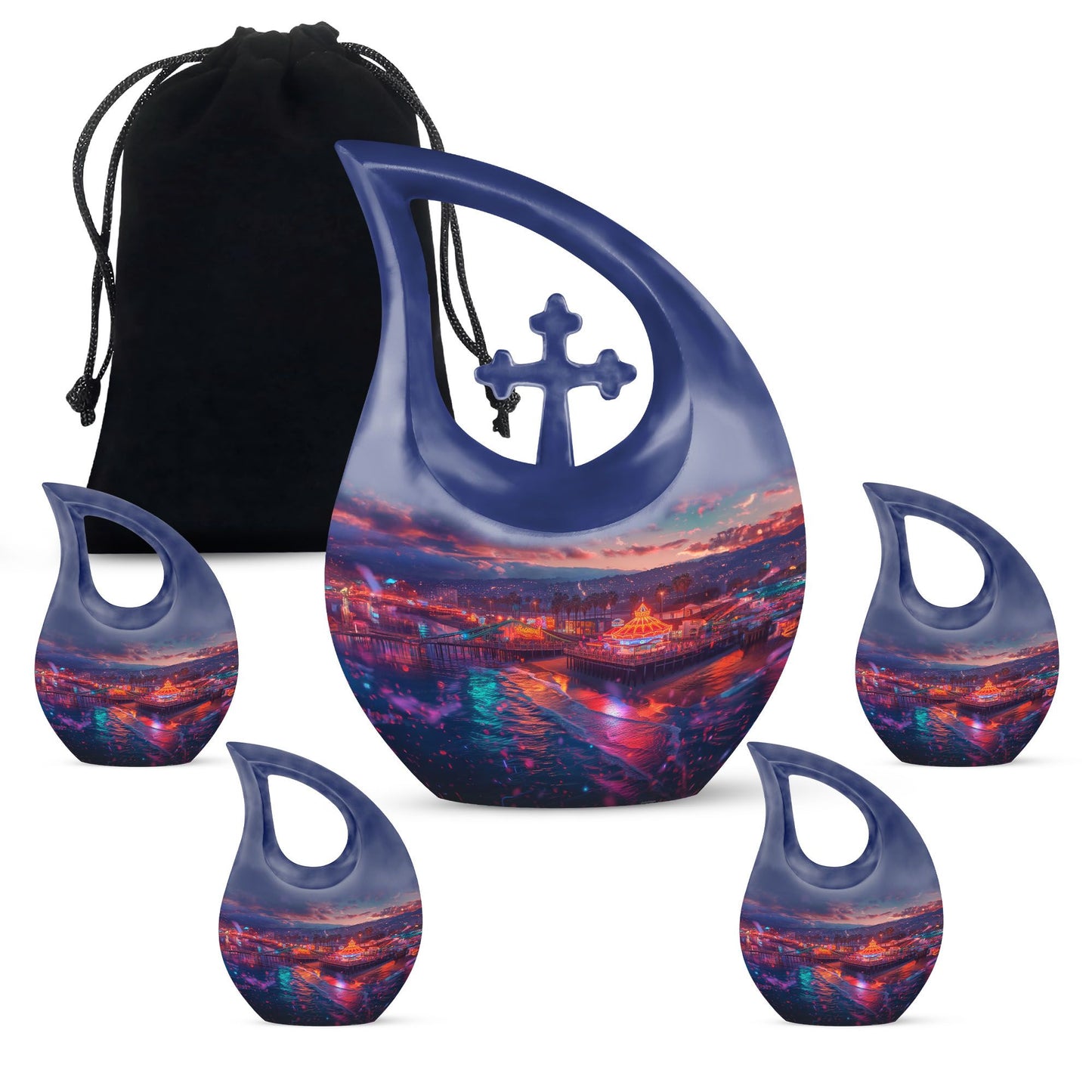 10-inch Beach Theme Cross Drop Design Memorial Urn 