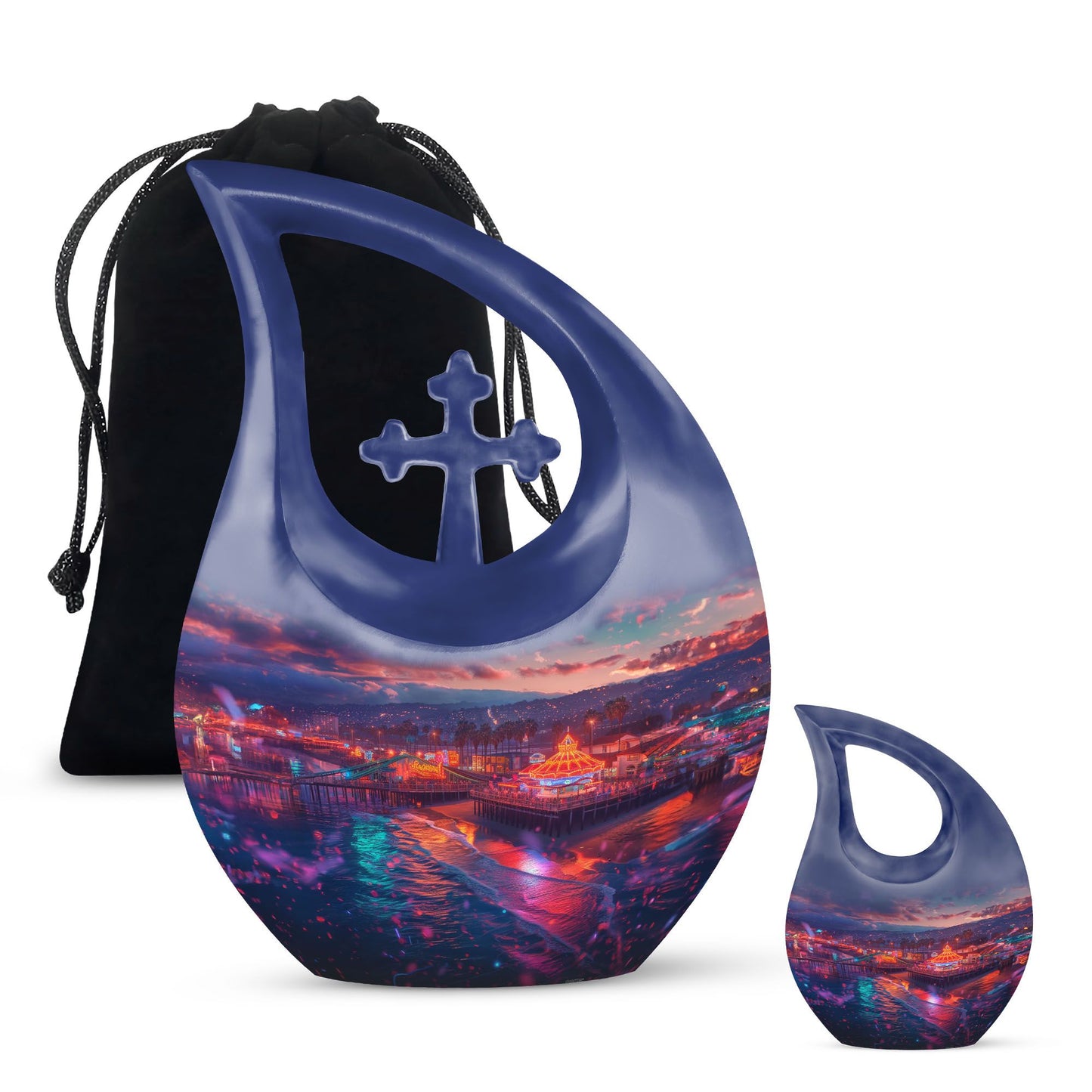 Beach Theme Large Urn With 1 Keepsake Urn