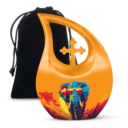 Personalized Elephant Keepsake Urn for Human Ashes - 10-inch, 200 cu in - Yatskia