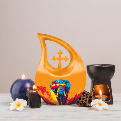 Extra Large Elephant Urn, Cross Drop Design, 