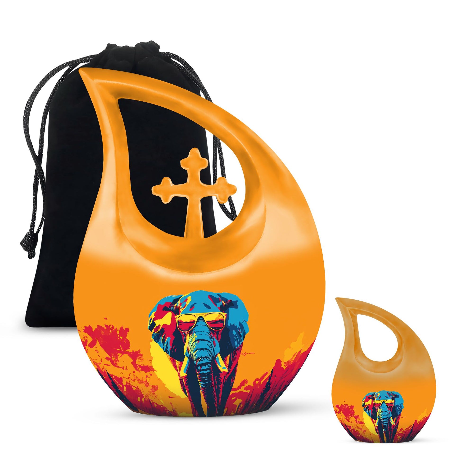 Extra Large Elephant Urn, Cross Drop Design, 