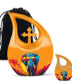 Elephant Theme Large Urn With 1 Keepsake Urn