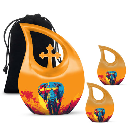 Elephant Theme Large Urn With 2 Keepsake Urn
