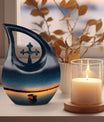 10-inch Boat urn in cross drop design, personalizable