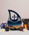 10-inch Boat urn in cross drop design, personalizable
