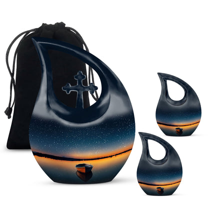 Boat Theme Large Urn With 2 Keepsake Urn