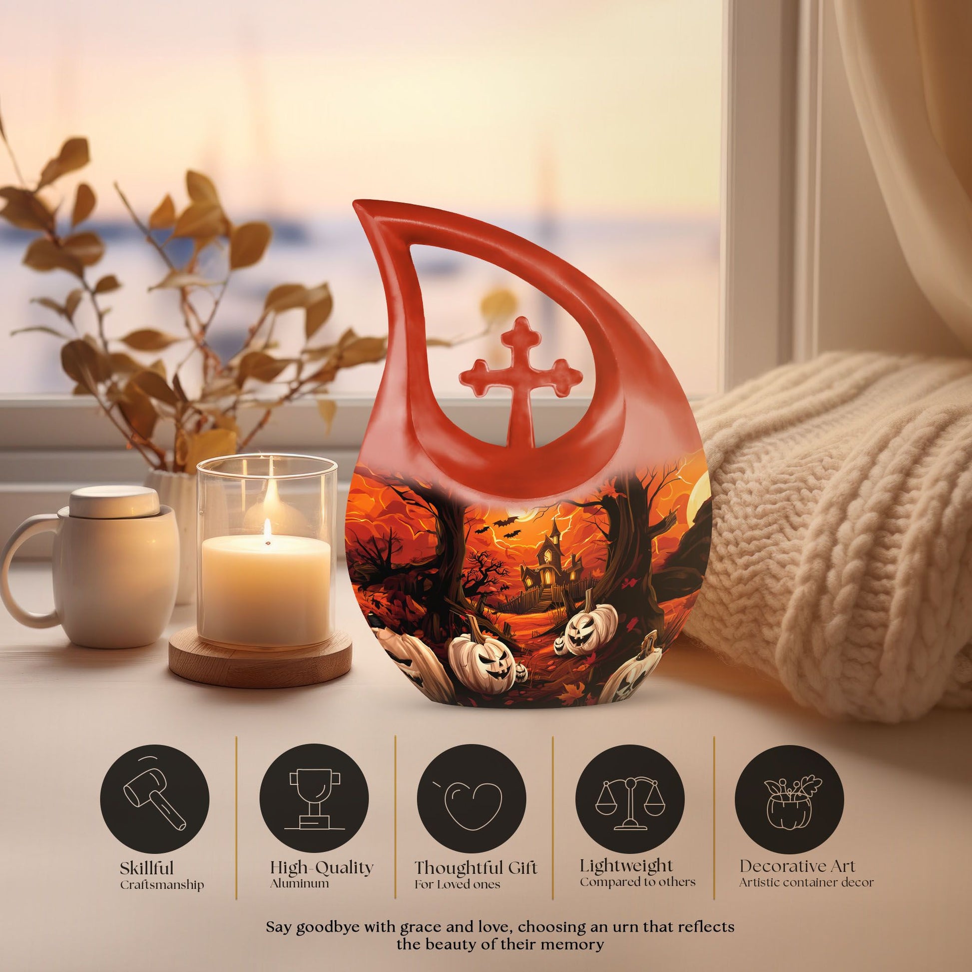 10 inch Halloween themed Cross Drop design Blue 