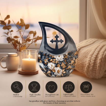 10-inch Flower themed Cross Drop Metal 