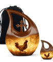 Chicken Theme Large Urn With 1 Keepsake Urn