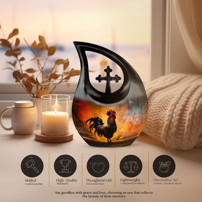 10-inch Chicken Urn with Cross Drop design, Large
