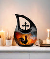 10-inch Chicken Urn with Cross Drop design, Large