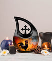 10-inch Chicken Urn with Cross Drop design, Large