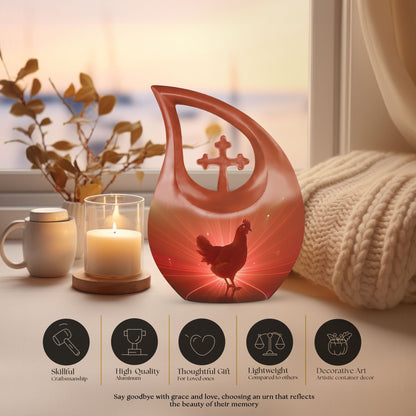 Personalized Chicken Urn design with Cross Drop 