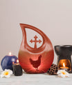 Personalized Chicken Urn design with Cross Drop 